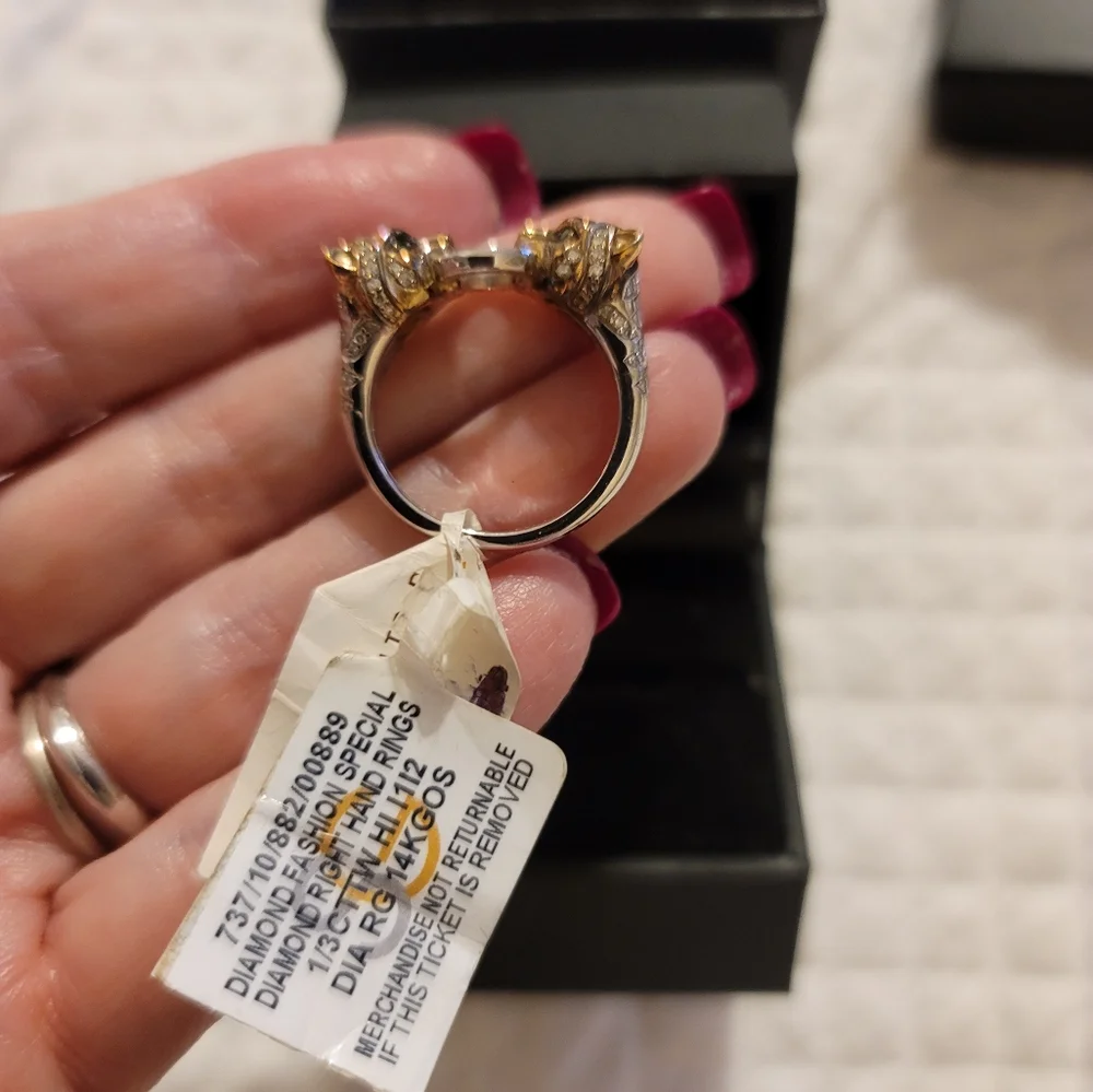 EFFY Signature 14K Yellow Gold Sterling Silver Panther Ring BNWT - Picture 2 of 4